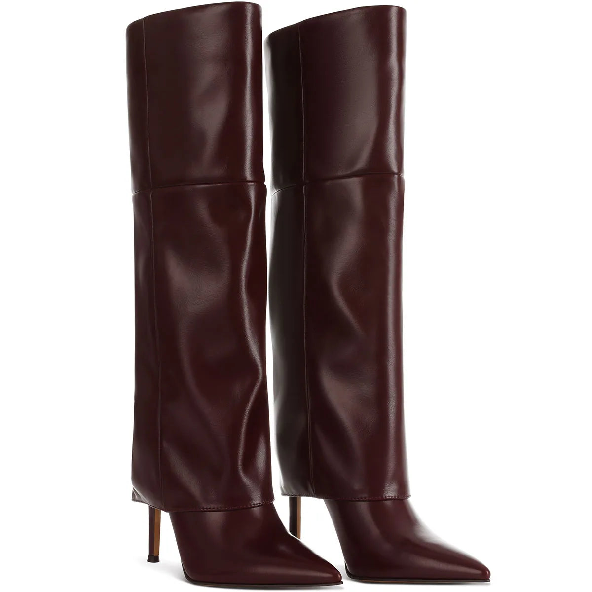 Women's Fold Over Boots Knee High Boots for Women Pointed Toe Stiletto Heel Long Boots Sexy Tall Boots Slip On Fall Winter boots