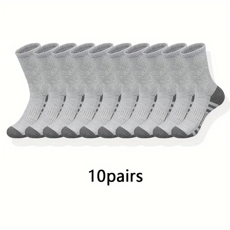 30 pairs of socks, comfortable and breathable mid-length socks (black + white + gray / 10 pairs each)