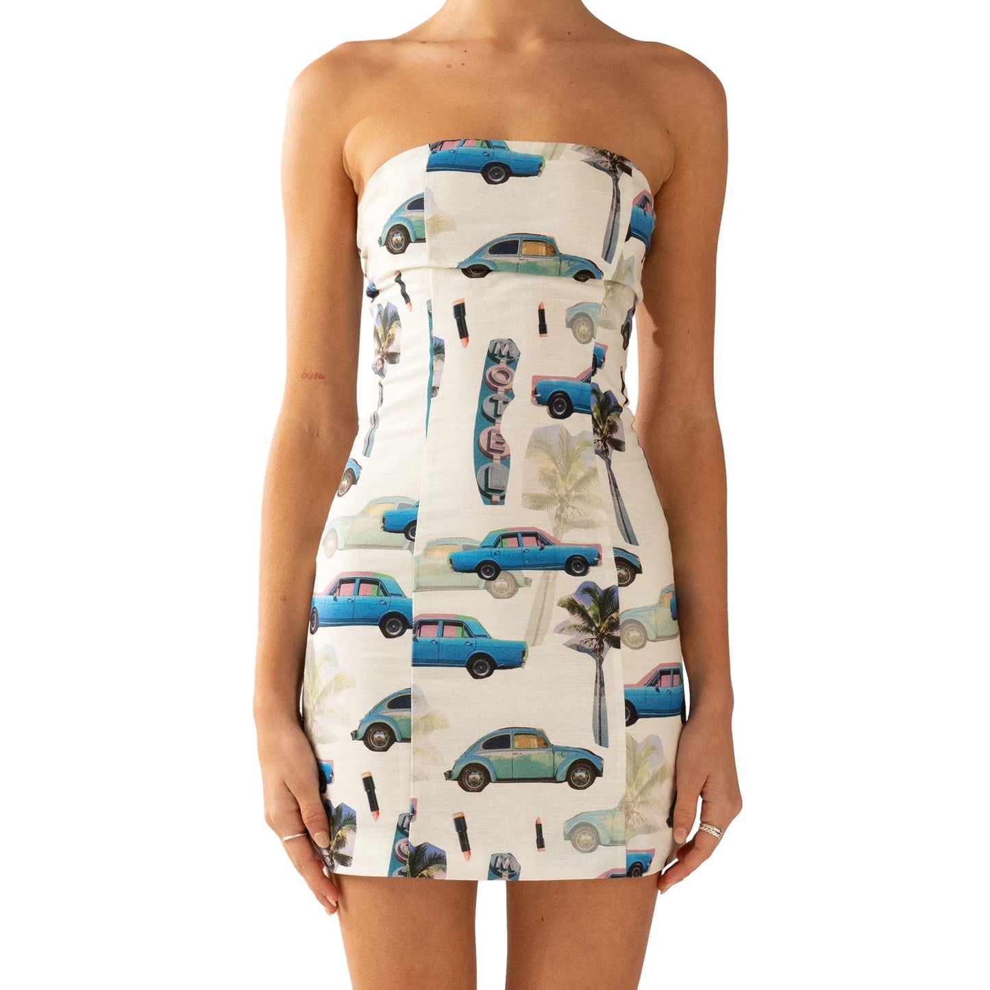 Women Bodycon Dress Sleeveless Backless Flower Car Print  Fit Summer Mini Dress Clubwear