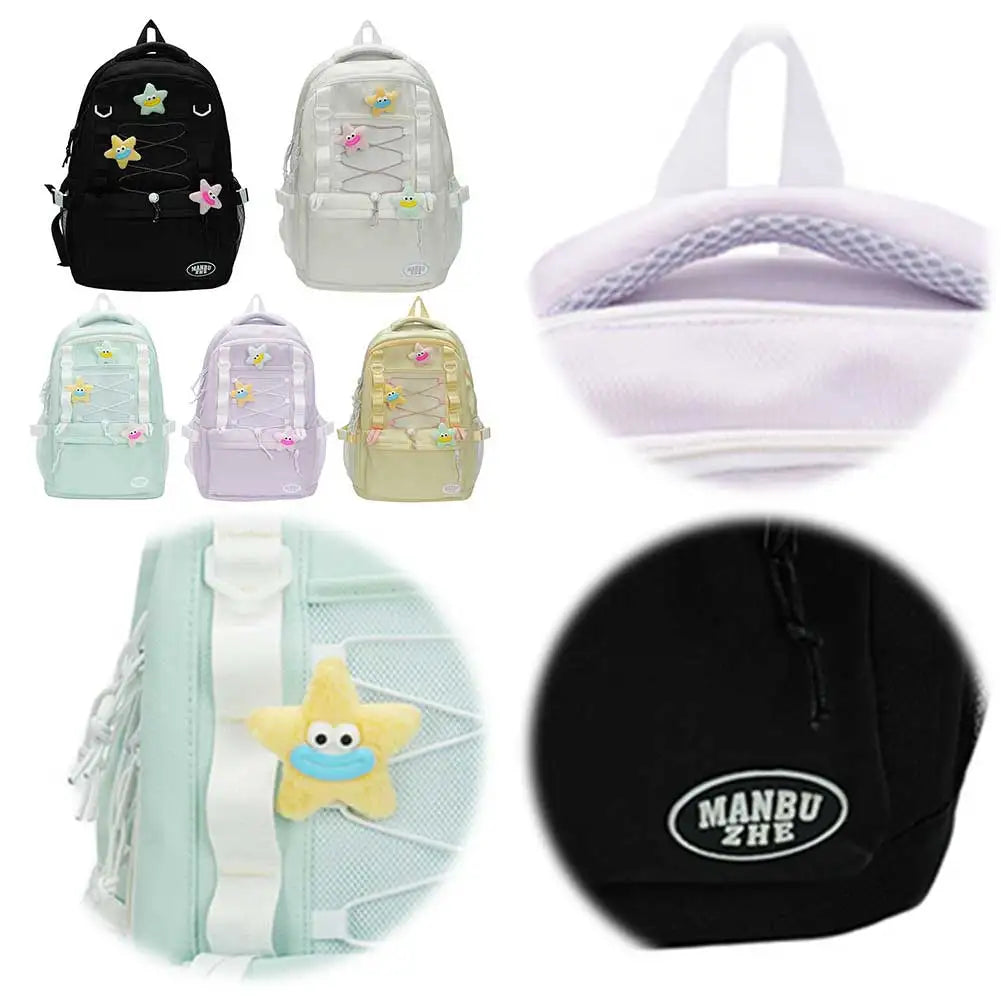 Daypack for Women Multi-Pocket Schoolbag Nylon Large Capacity Bookbag Knapsack for Travel Commuting Holiday