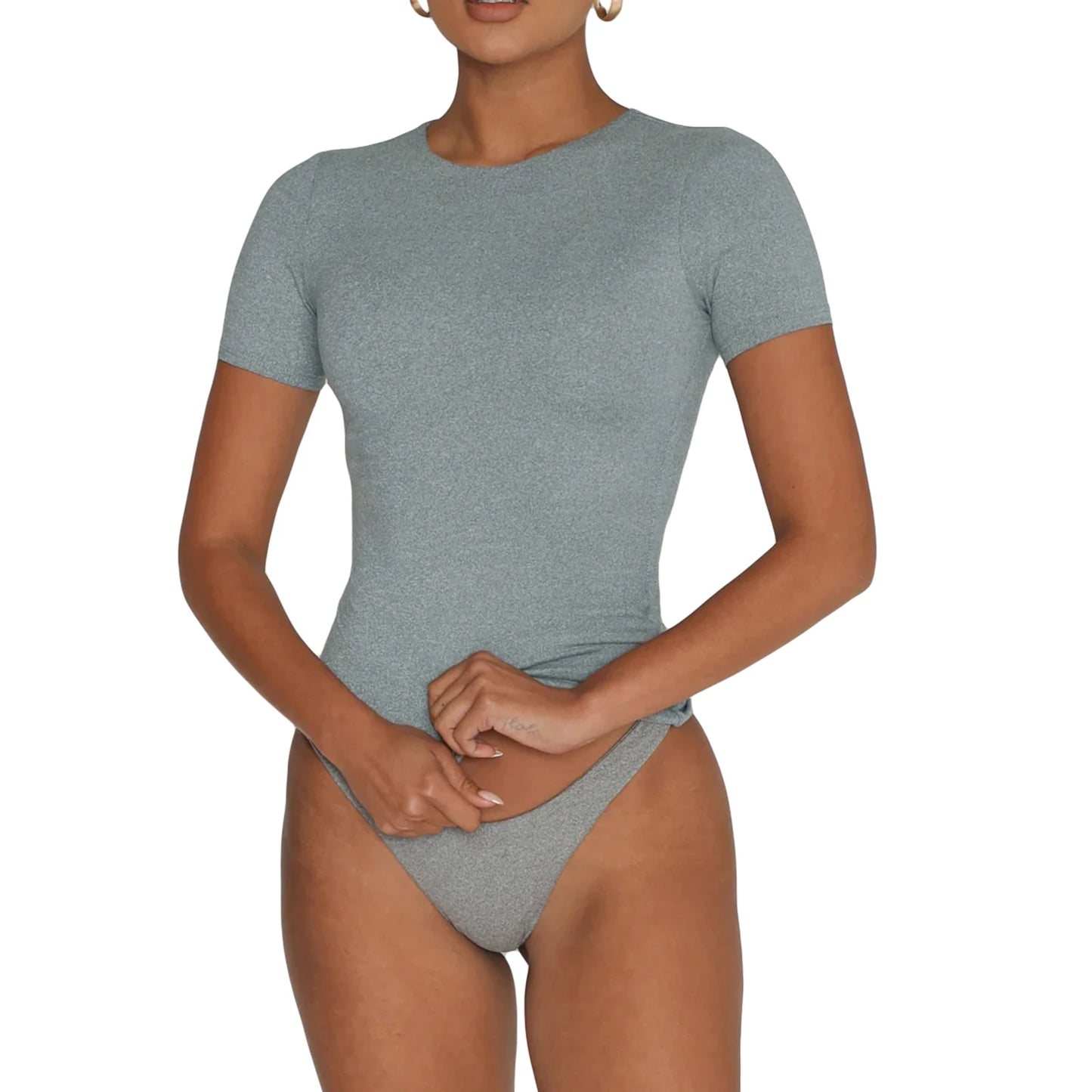 Women T-shirt Crew Neck Short Sleeve Solid  Fit Summer Tops for Casual Daily