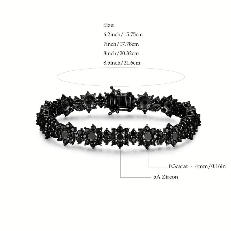 925 Silver Black Moissanite Hip Hop Fashion Bracelet, For Men And Women Gift, Valentine's Day Gifts