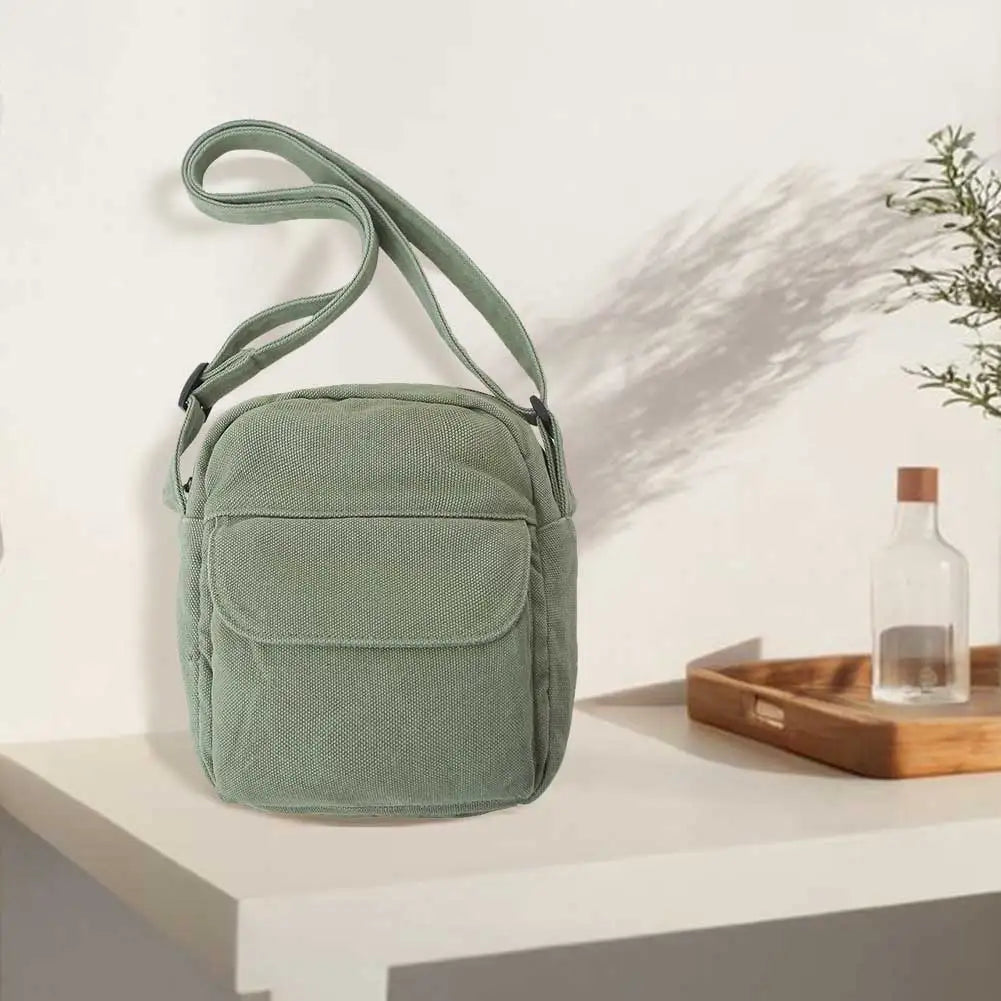 Crossbody Bag for Women Adjustable Strap Satchel Purse Canvas Solid Color Messenger Bag for Travel Commuting