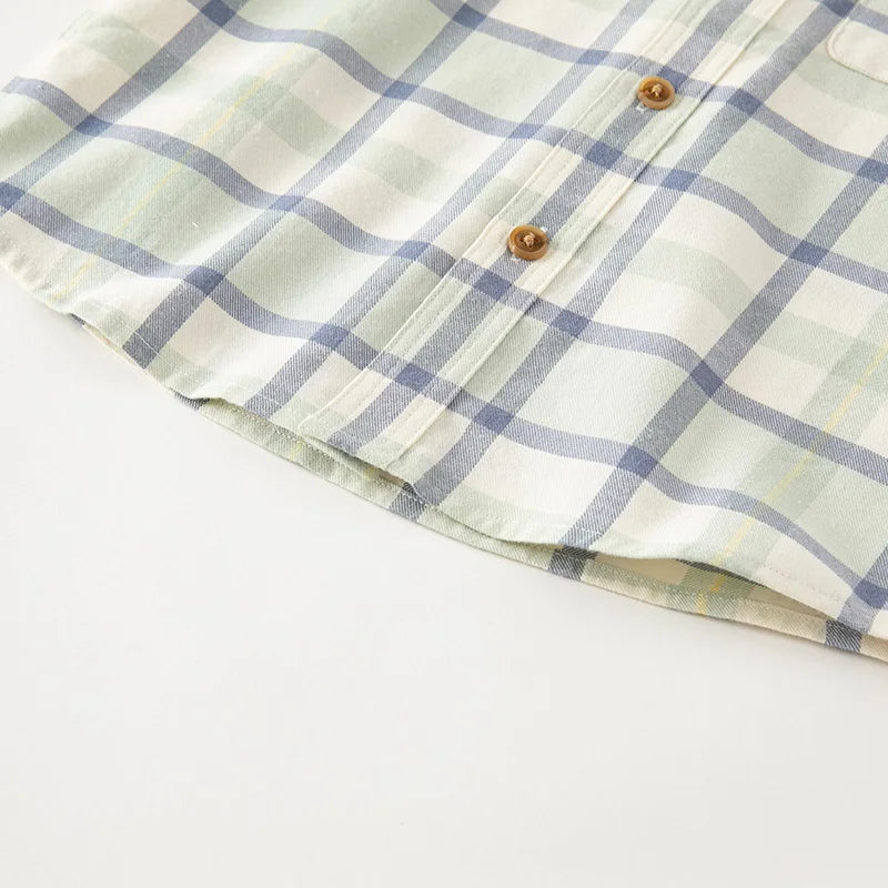Dave Bella Boys Plaid Blouse Shirts Spring Fall Long Sleeve Button-Down Top for Childern Cotton Shirt Coat DB3224618-A