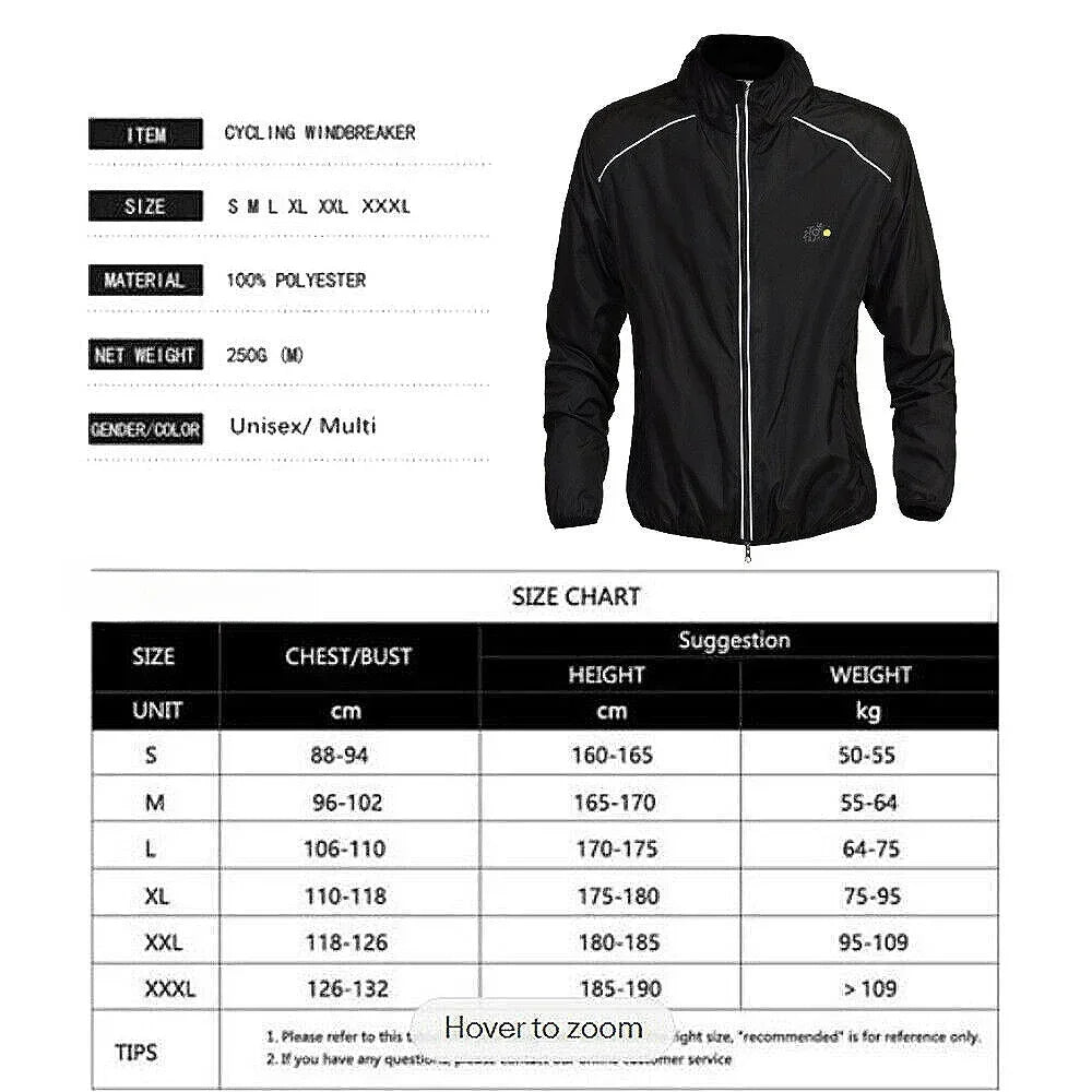Reflective Men's Rain Jacket Waterproof Windbreaker Running Cycling Golf Bicycle Wear Windproof MTB Bike Windcoat
