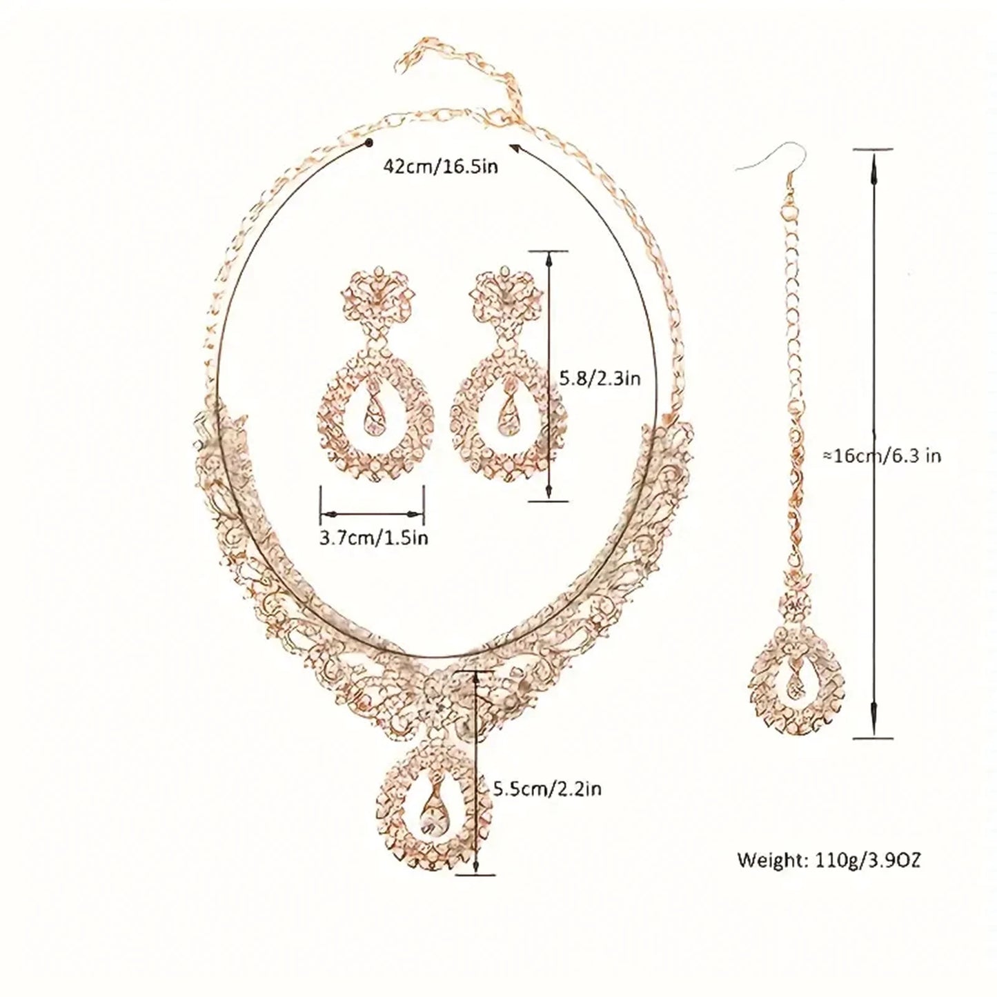925 silver, gold vintage crystal set, fashionable and durable design Perfect gift for wife, girlfriend, mother, daughter, for bi