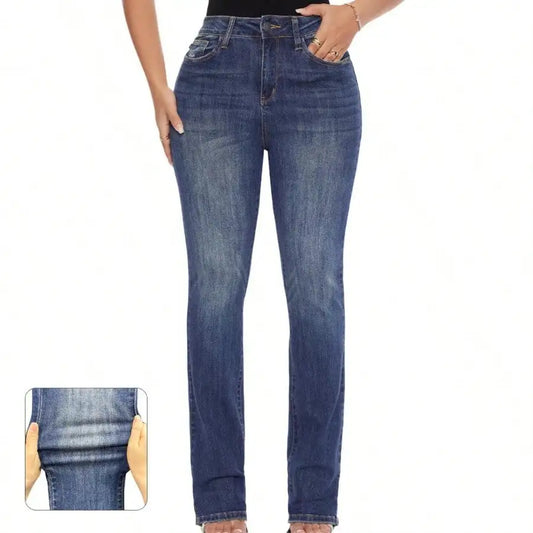 Women High Waist Stretch Hip Lift Denim Skinny Pants Jeans Full Length Sexy Slim Bleachded Solid Color Pants