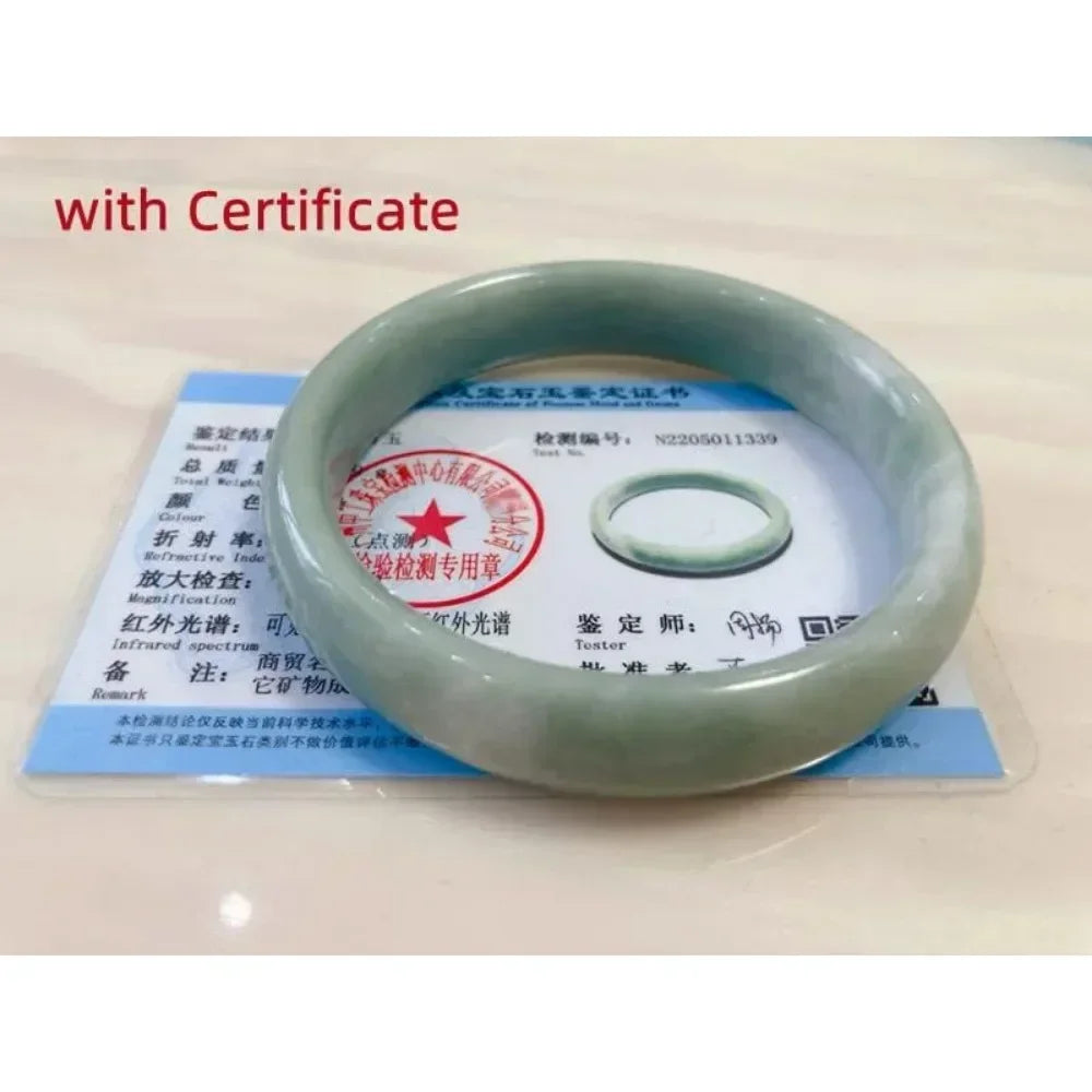 Natural Jade Bangle Bracelet for Women Classcial Retro Chinese Style Hand Jade Bracelets with Certificate and Gift Box