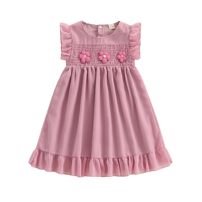 Adorable Baby Girls Floral Print Sleeveless Ruffle Dress for Summer Beach Wedding Party Casual Outfit Cute Dresswear