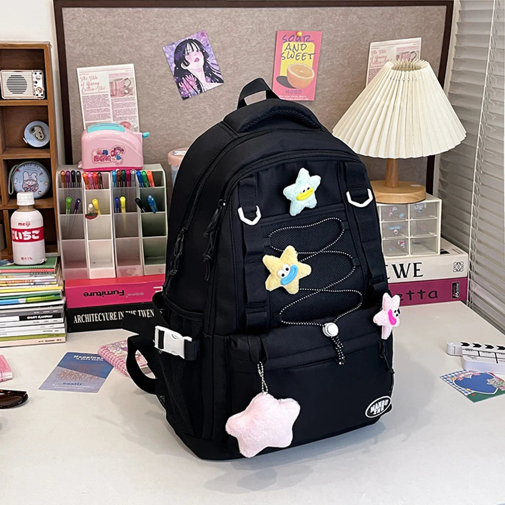 Daypack for Women Multi-Pocket Schoolbag Nylon Large Capacity Bookbag Knapsack for Travel Commuting Holiday