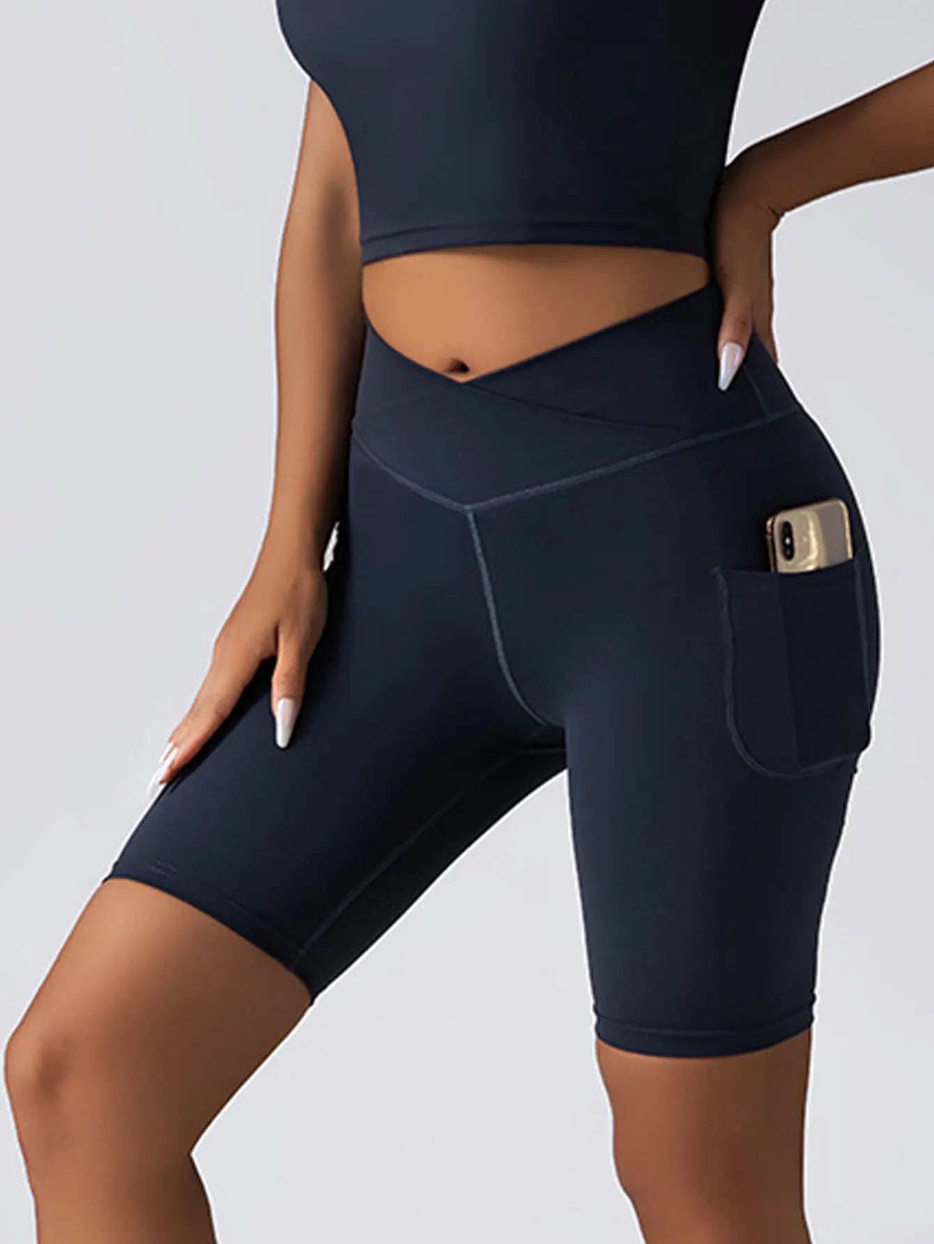 3 Pack US Local Women's High Waist Yoga Shorts Tummy Control Fitness Athletic Workout Running Shorts With Deep Pockets