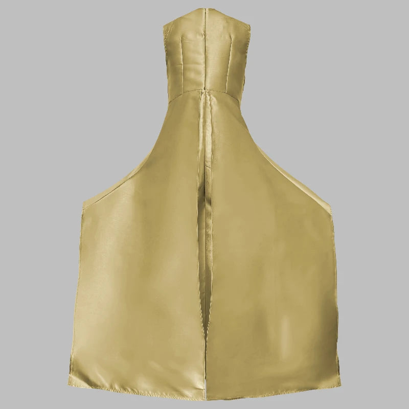 2024 New Women's Evening Dress Jumpsuit  Wrap Falbala Layered Summer Solid Color Zipper Round-neck Evening Jumpsuits