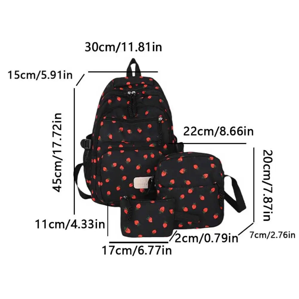 3Pcs/Set Bow Print Backpack with Crossbody Bag and Small Purse Bow Student Bookbag Simple Backpack for Elementary Middle Kids