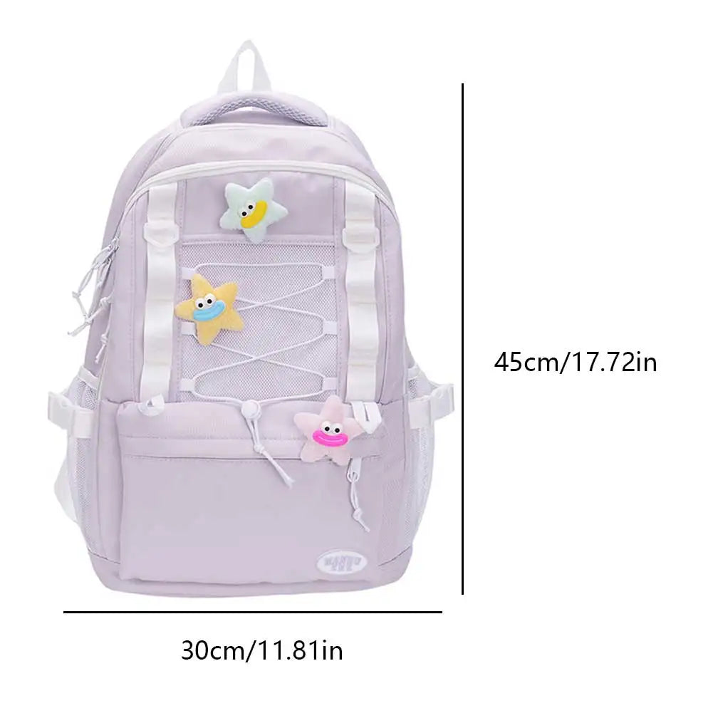 Daypack for Women Multi-Pocket Schoolbag Nylon Large Capacity Bookbag Knapsack for Travel Commuting Holiday