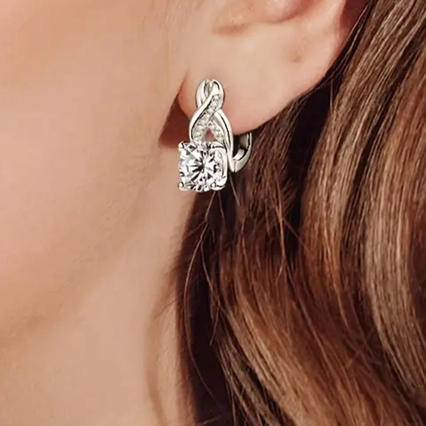 925 Silver, Infinity Element Earrings, Women's Earrings with 0.3ct Moissanite, Luxurious, Perfect for Wife, Mother, Girl Daily G