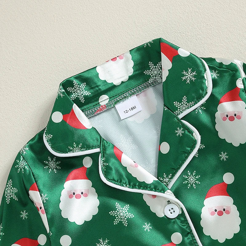 Children s Christmas Pajama Set with Reindeer Print Cozy Long Sleeve Top and Elastic Waist Pants for Boys and Girls 2 Piece