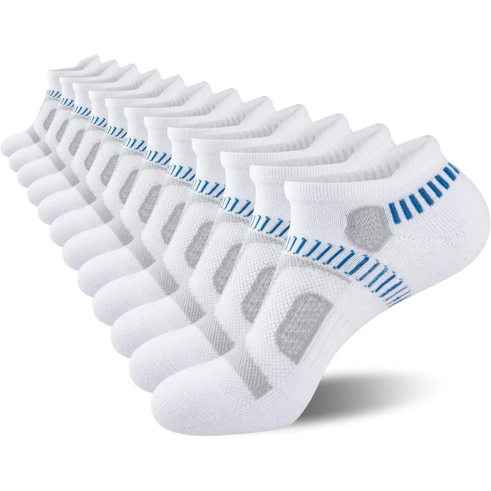 Mens Athletic Ankle Socks Moisture Wicking Cushion Running Low Cut Sock 6 Pack