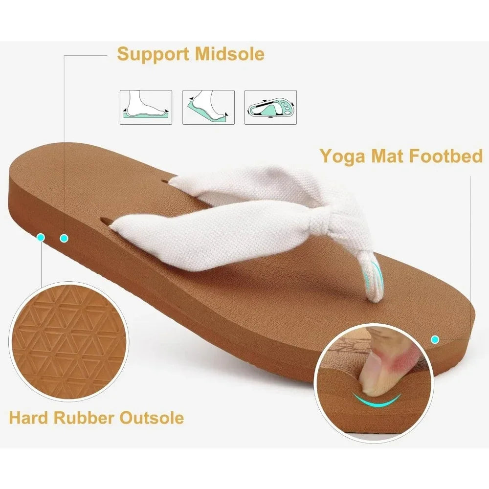 Flip Flops for Women with Arch Support Yoga Mat Comfortable Summer Beach Walking Thong Cushion Sandals Slip On Indoor Outdoor