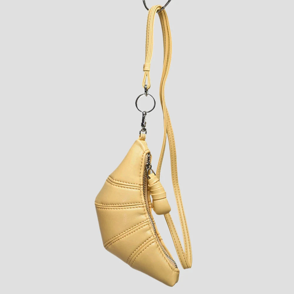 Women Mini Croissant Bag Small Coin Purse Solid Color Mini Pouch PU Leather Fashion Lipstick Bag for Party Vacation