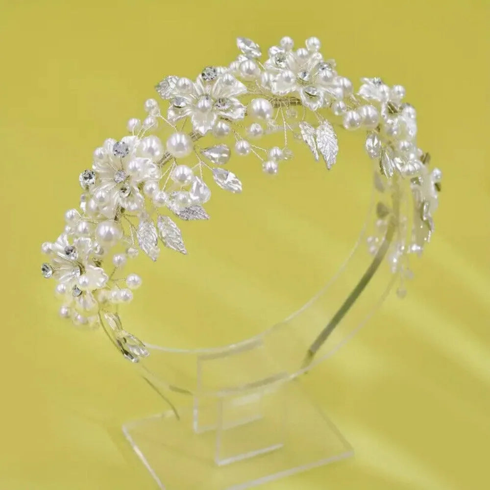 1Pcs Boho Style Handmade Faux Pearl Headwear Flower Shaped Ornament Women Hair Accessories