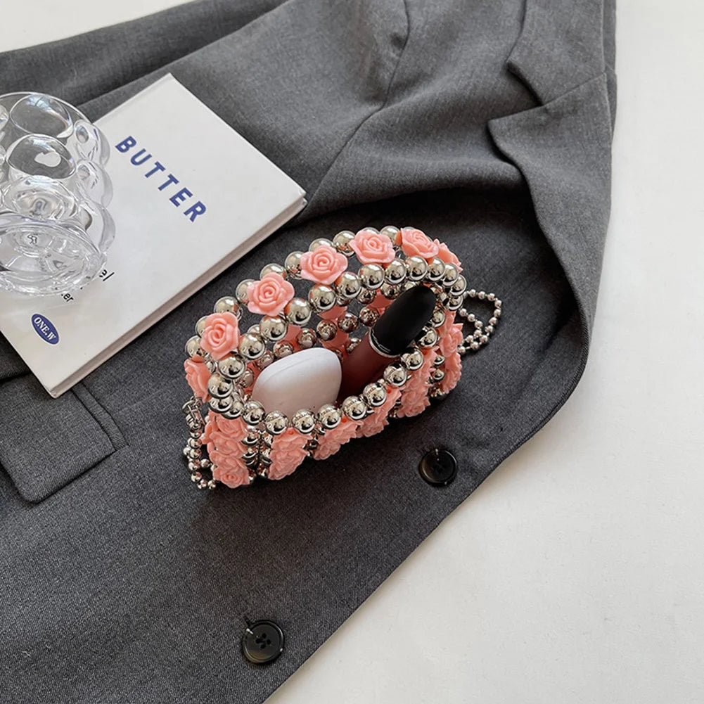 Party Wedding French Female Clutch Lipstick Purses Women Shoulder Bag Sweet Pearl Crossbody Bag Beads Evening Bags