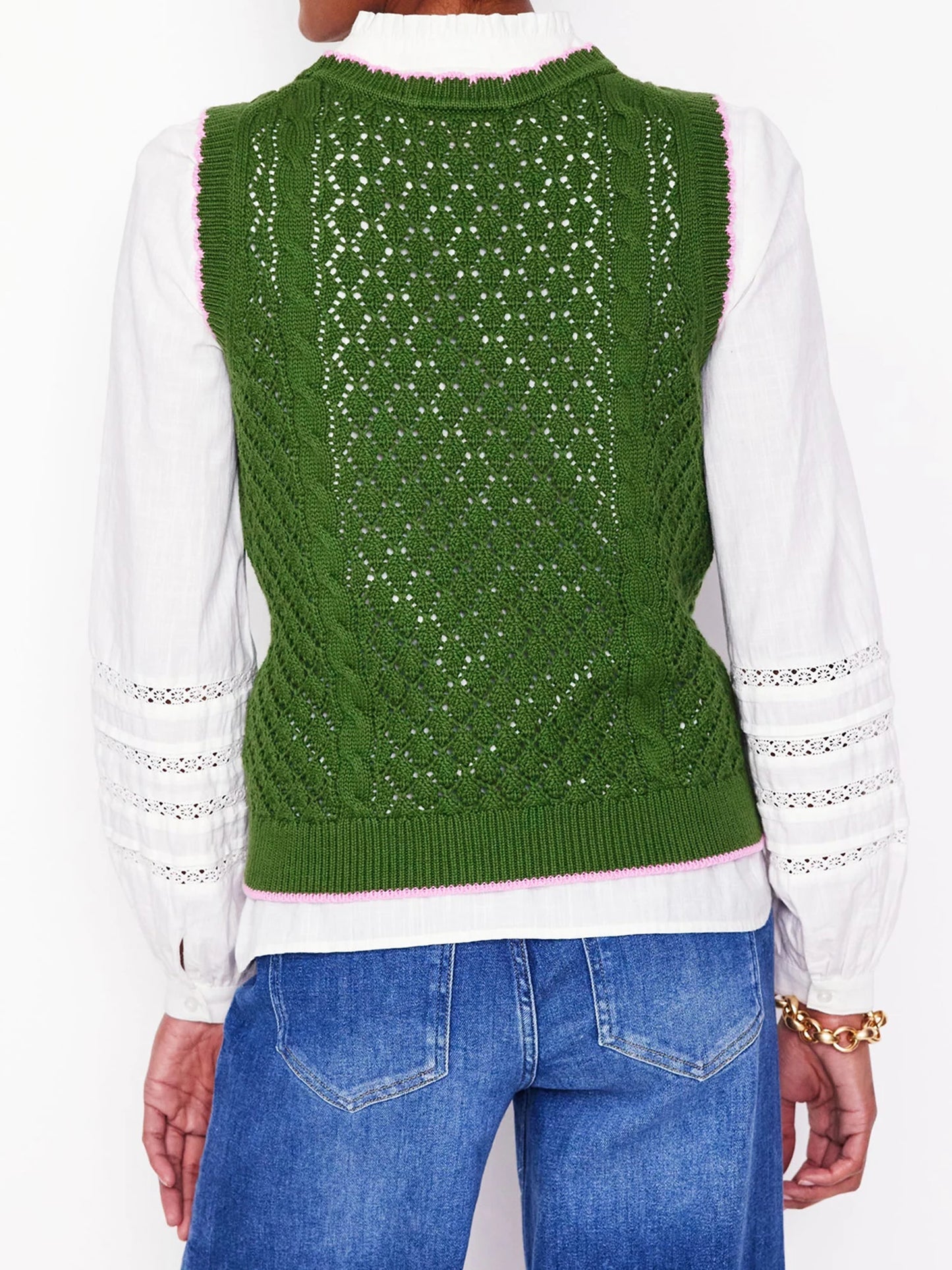 Women s Sleeveless Knit Sweater Vest with Floral Embroidery Cozy Crew Neck Tank Top Stylish Knitted Sleeveless Pullover