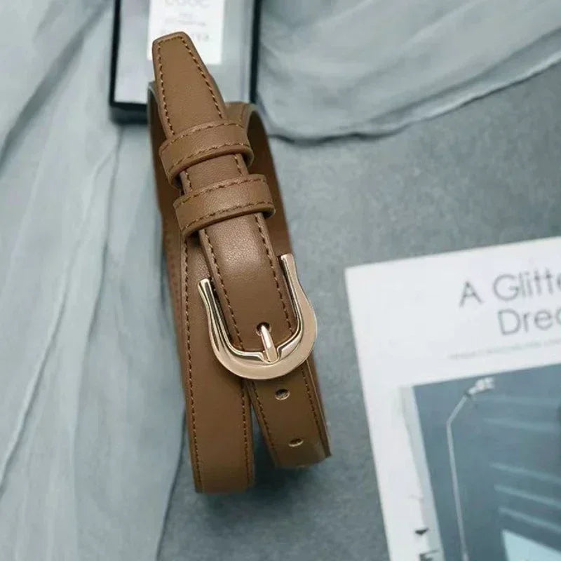 Belt Summer Brown Belt with Fine Matching Western Pants Simple and Versatile Belt 2024 New Fashion Decoration Belts for Women