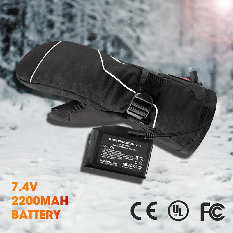 SNOW DEER Electric Heating Glove Winter Thermal Gloves Rechargeable with Battery for Men Women Waterproof Heated Ski Mittens