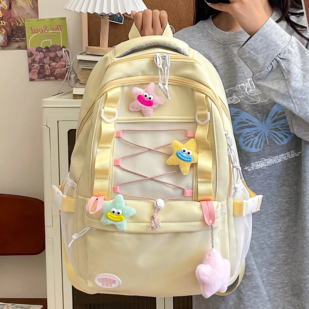 Daypack for Women Multi-Pocket Schoolbag Nylon Large Capacity Bookbag Knapsack for Travel Commuting Holiday