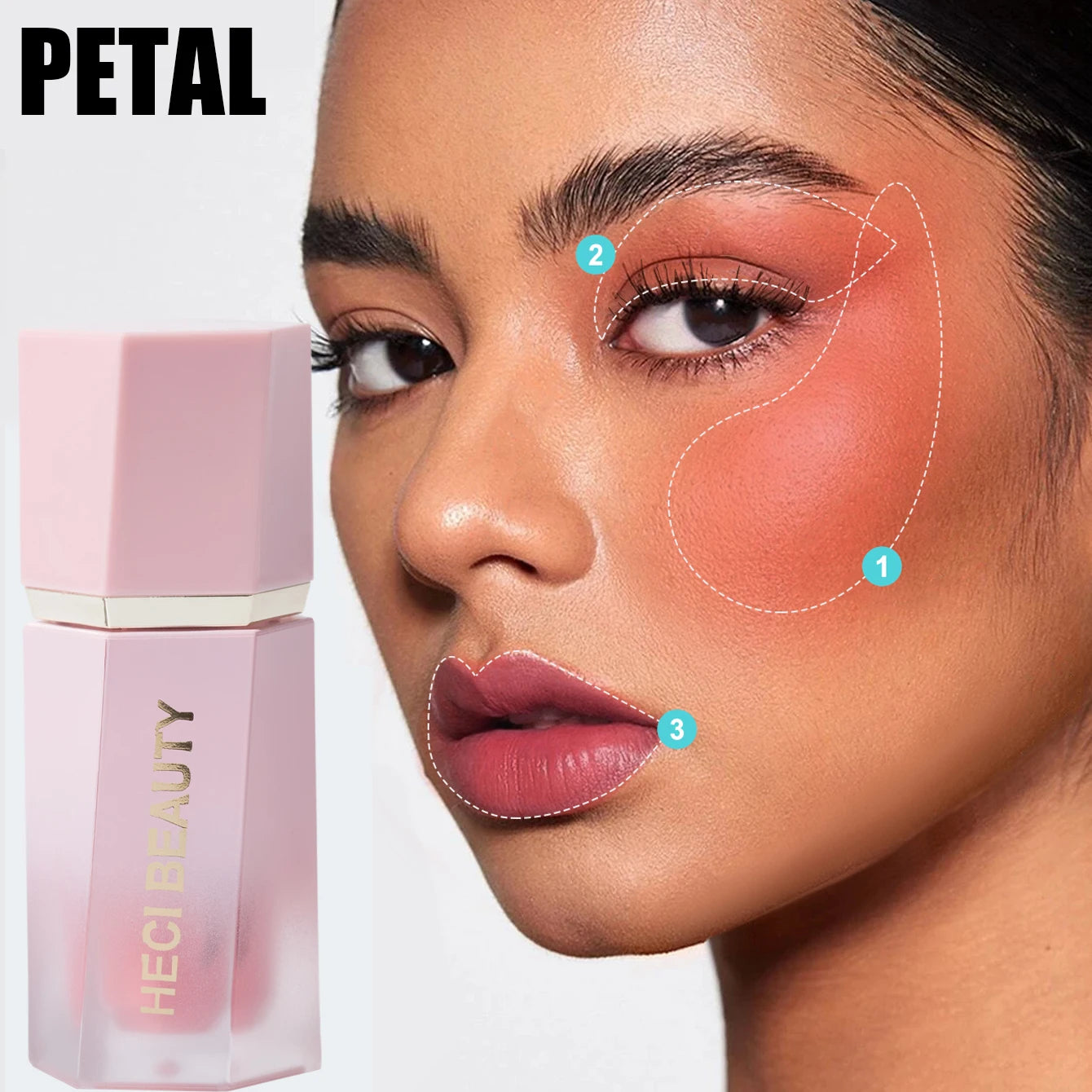 3PCS 2-in-1 Liquid Blush Set,  Cheek&Lip Tint, Buildable Color Hypoallergenic Blush, Dewy Cream Blush Girls Must Have Makeup Set