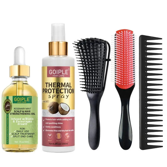 Thermal Protectant Spray Hair Growth Oil Heat Protector Serum Moisturizing Essence Conditioner Spray Satin Bonnet Detangler Comb