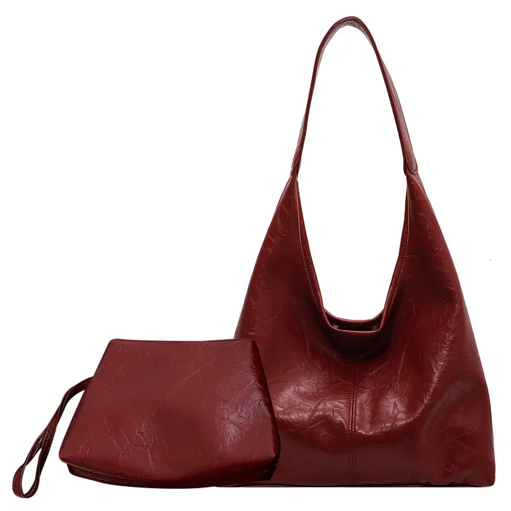 Women Soft Underarm Bag Fashion Hobo Bag and Clutch Versatile 2pcs Shoulder Bag and Handbag Set Satchel Hobo Bag Commuting Bag
