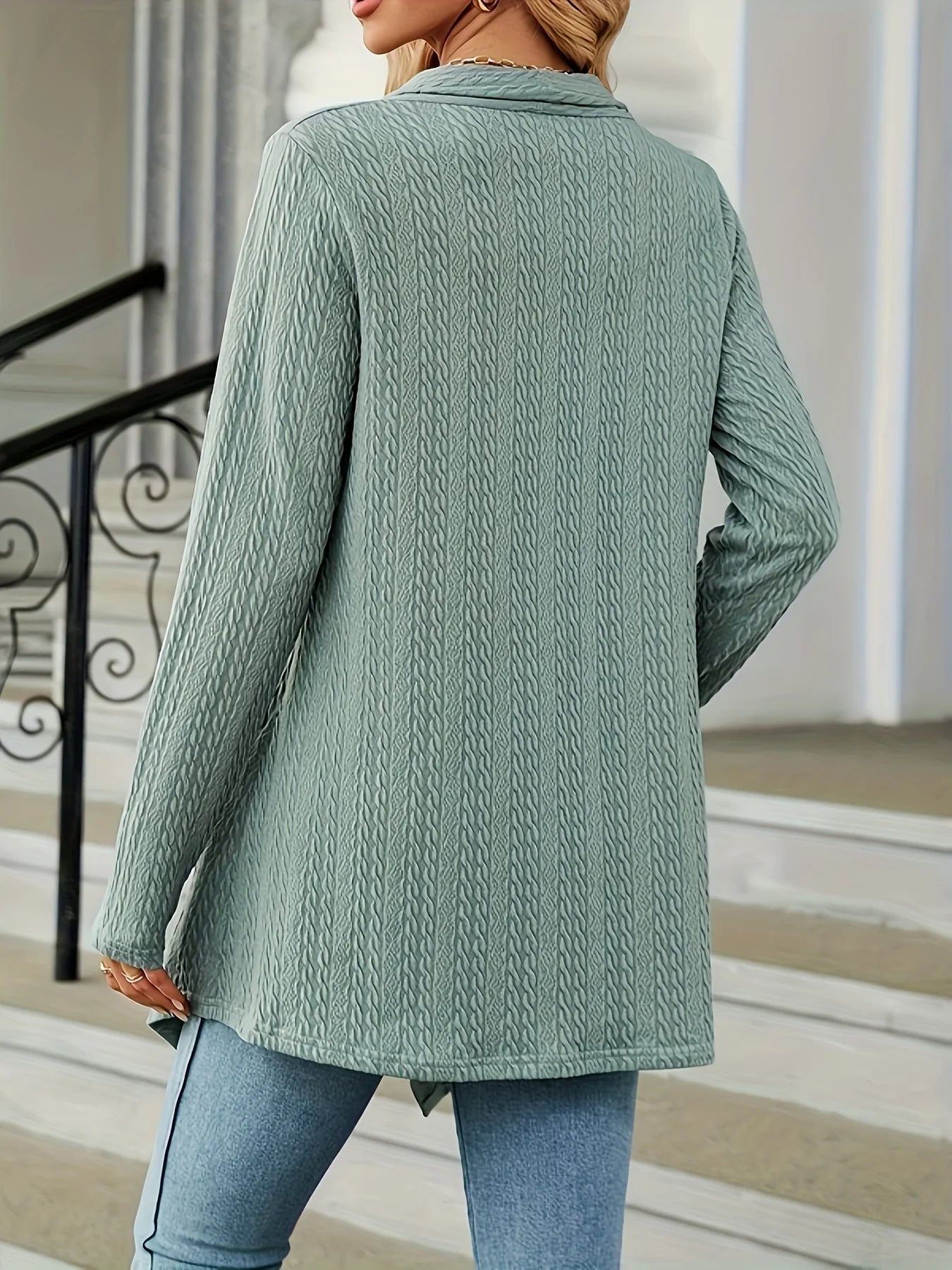 Plus Size Women's Autumn Fashion Cardigan Jacket Simple Solid Color Long Sleeved Loose Casual Commuting Women's Cardigan Jacket