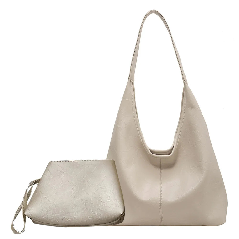 Women Soft Underarm Bag Fashion Hobo Bag and Clutch Versatile 2pcs Shoulder Bag and Handbag Set Satchel Hobo Bag Commuting Bag