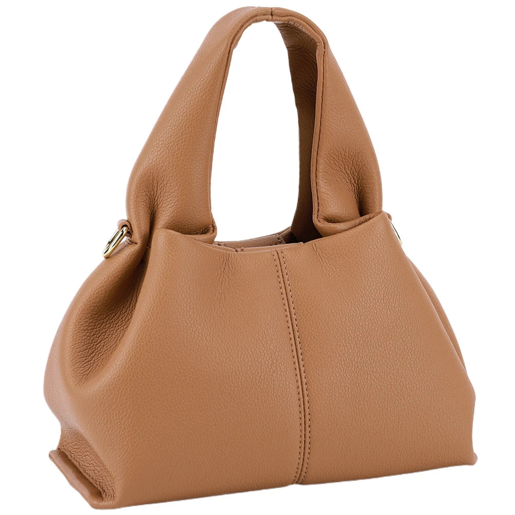 Soft Cloud Bag Solid Color Dumpling Clutch Purse with Removable Strap Retro Crossbody Bag Top Handle Bag for Women