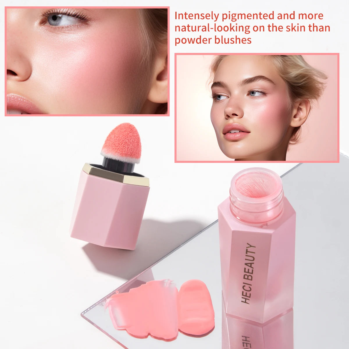 3PCS 2-in-1 Liquid Blush Set,  Cheek&Lip Tint, Buildable Color Hypoallergenic Blush, Dewy Cream Blush Girls Must Have Makeup Set
