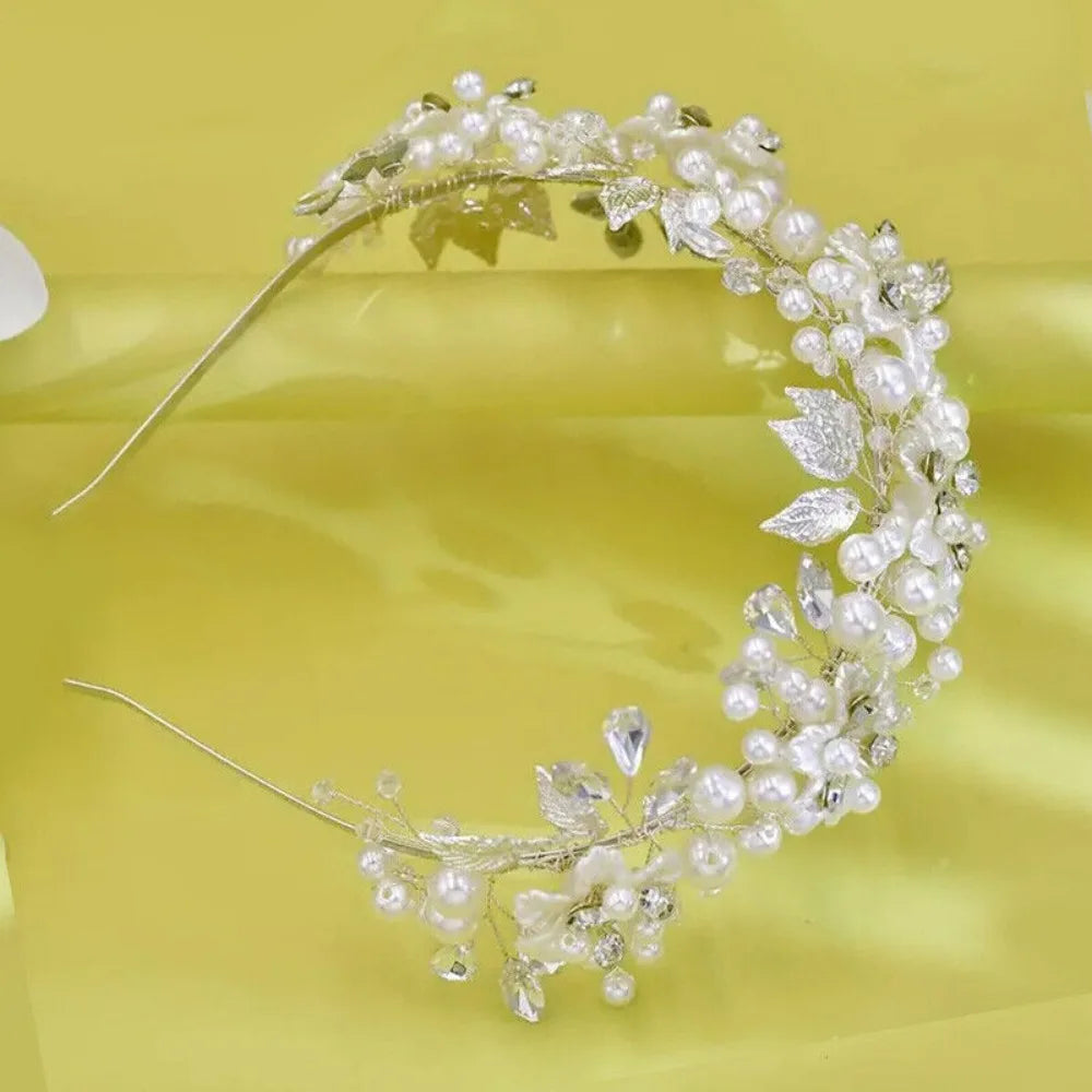 1Pcs Boho Style Handmade Faux Pearl Headwear Flower Shaped Ornament Women Hair Accessories