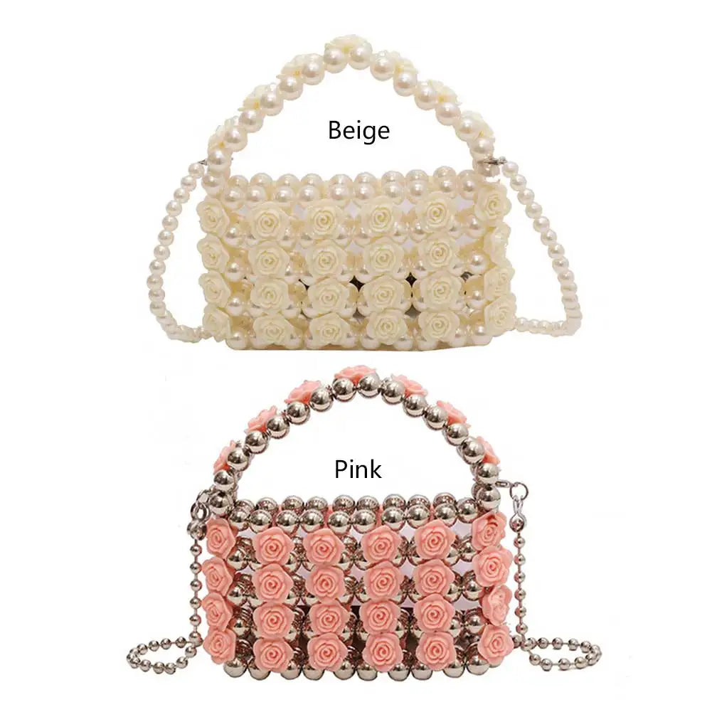 Party Wedding French Female Clutch Lipstick Purses Women Shoulder Bag Sweet Pearl Crossbody Bag Beads Evening Bags