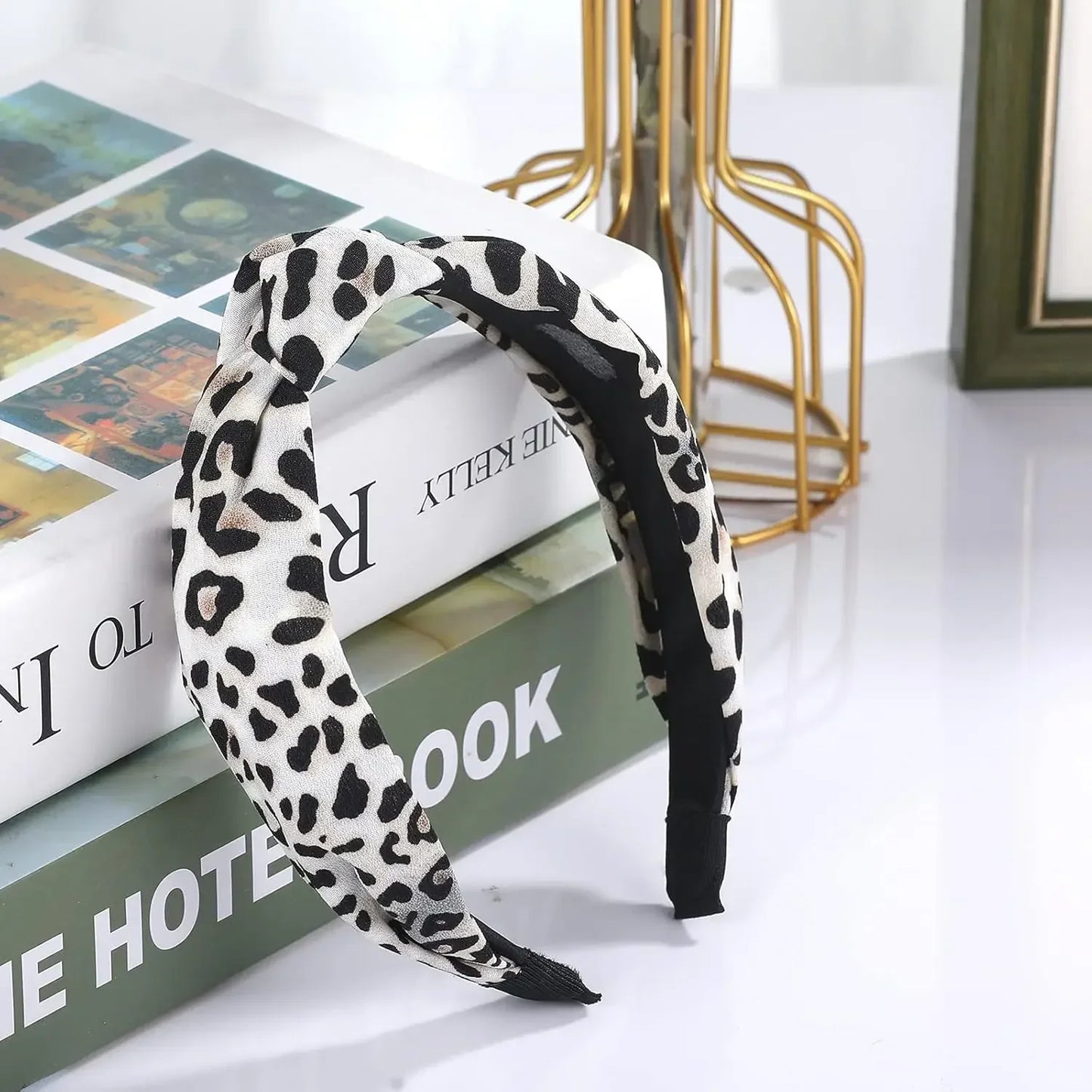 Fashion Headbands for Women Girls, 10 Pcs Knotted Pearl Wide Top Knot Turban Hair Bands/ Hoops Vintage Velvet Leopard Print