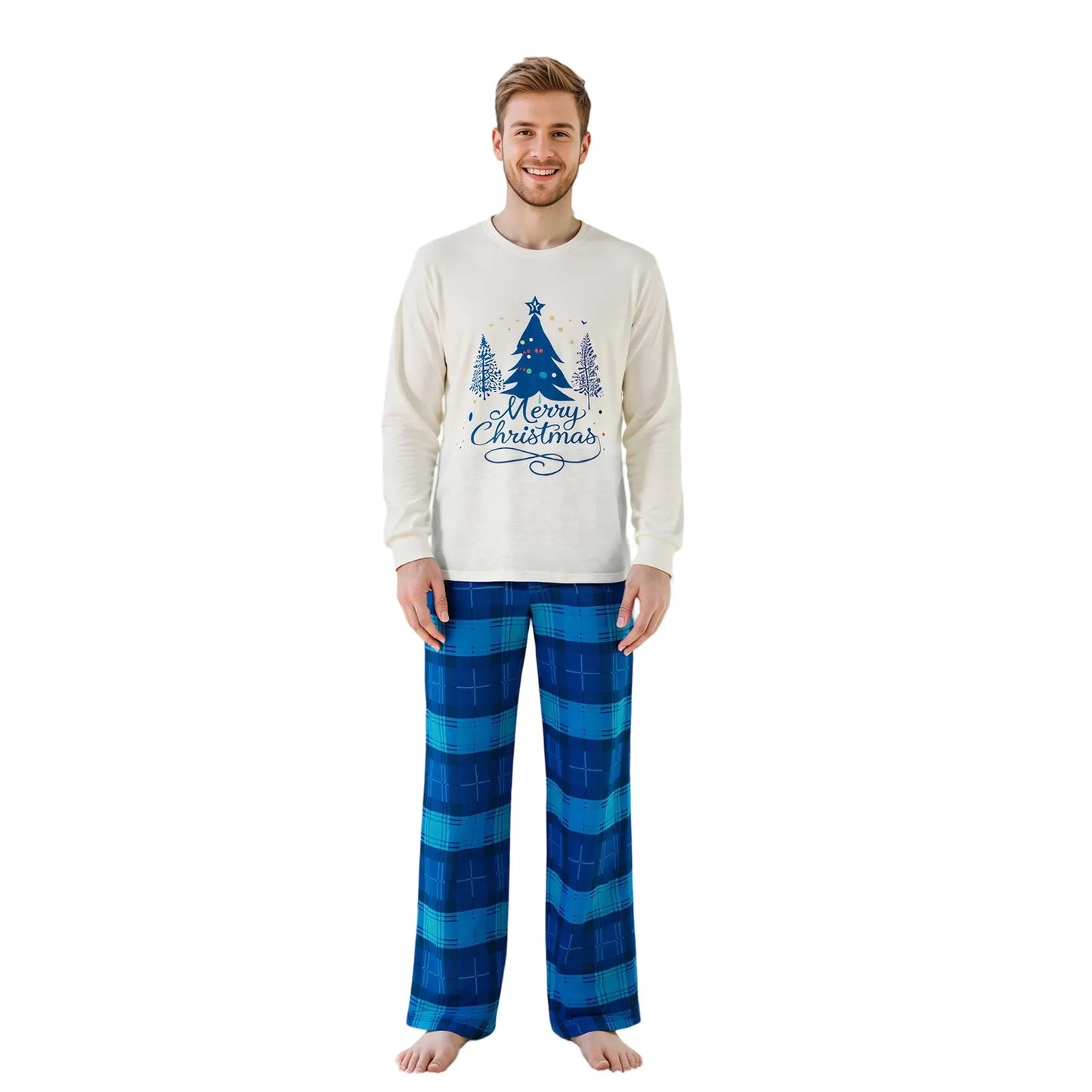 Holiday Family Matching Pajamas Set Festive Reindeer Print Tops with Striped Bottoms Sleepwear Loungewear for Christmas