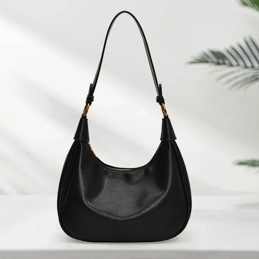 Shoulder Bag for Women Adjustable Strap Underarm Bag PU Leather with Zipper Hobo Bag Solid Handbag Work Travel Bag