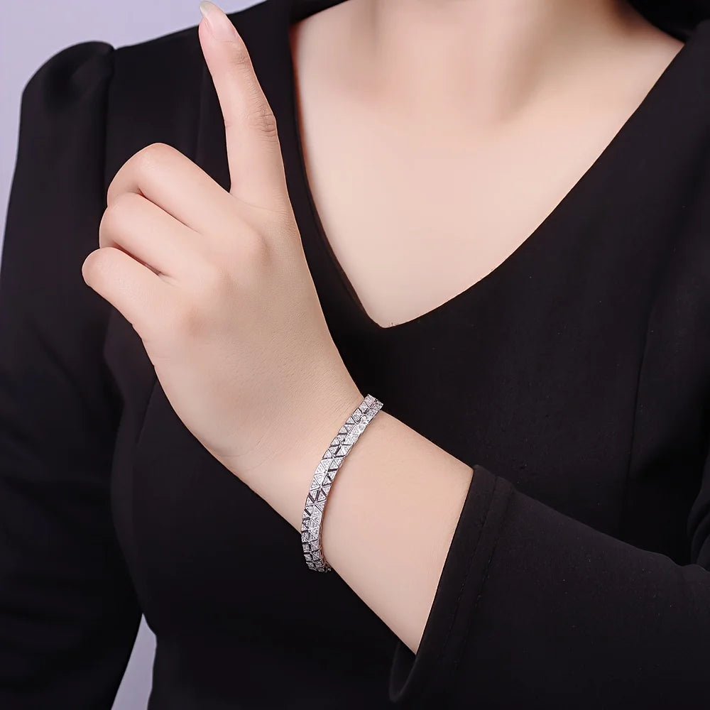 1pc S925 Silver with Moissanite Personalized Tennis Bracelet, Men's and Women's Gifts for Mother | Gifts for Her | Birthday | We