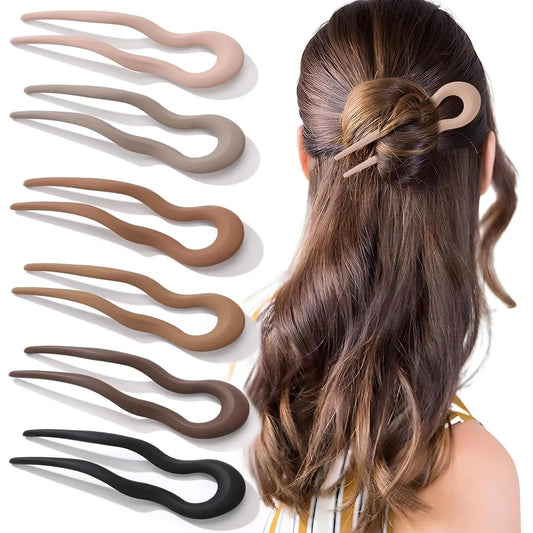 6PCS French Hair Pins for Women, Large Styling Pins for Thin Thick Hair, Unique 3 Internal Teeth Sticks