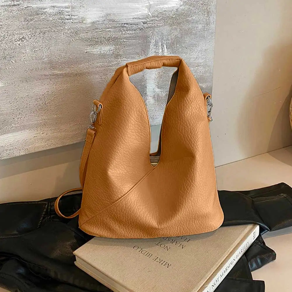 Tote Purse for Women Slouchy Shoulder Bag PU Leather Solid Hobo Bag Large Capacity for Work Travel Shopping