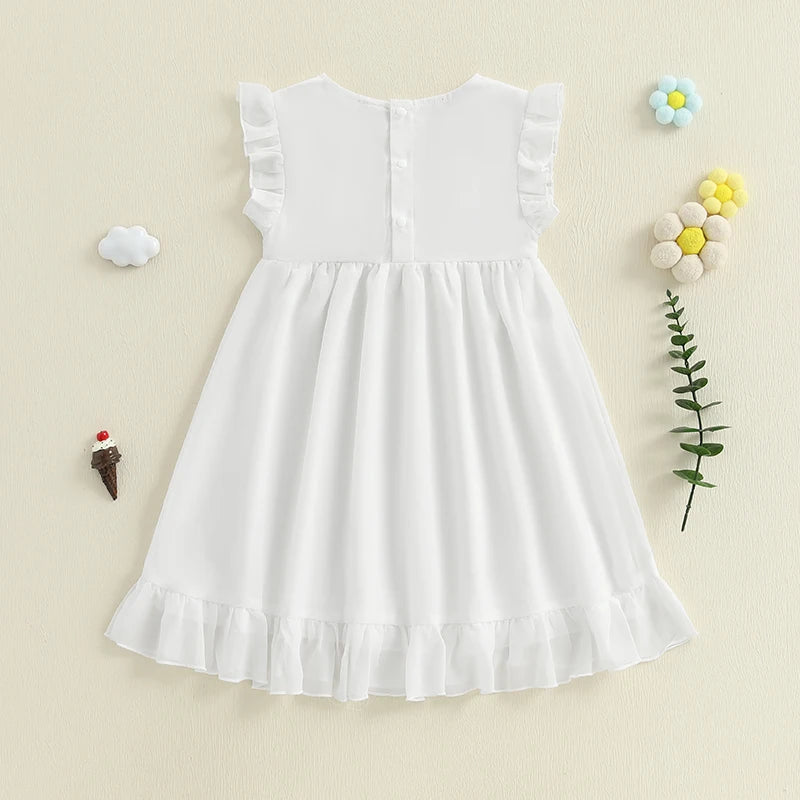 Adorable Baby Girls Floral Print Sleeveless Ruffle Dress for Summer Beach Wedding Party Casual Outfit Cute Dresswear