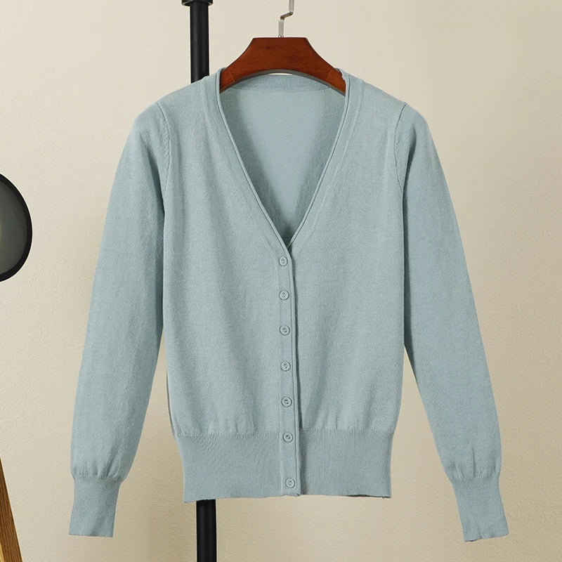 Black Cropped Cardigan Female Clothing Jersey Blouses Women's Coat Spring 2025 Long Sleeve Top Korean Fashion Knitted Sweater