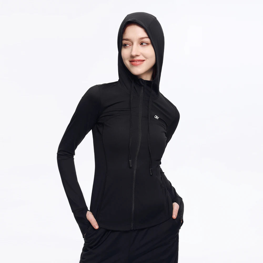 OhSunny Slim Fit Jackets 2024 Spring Summer New Coolchill-160 Sun Protection Long Sleeve Yoga Coat for Women Outdoor Sports