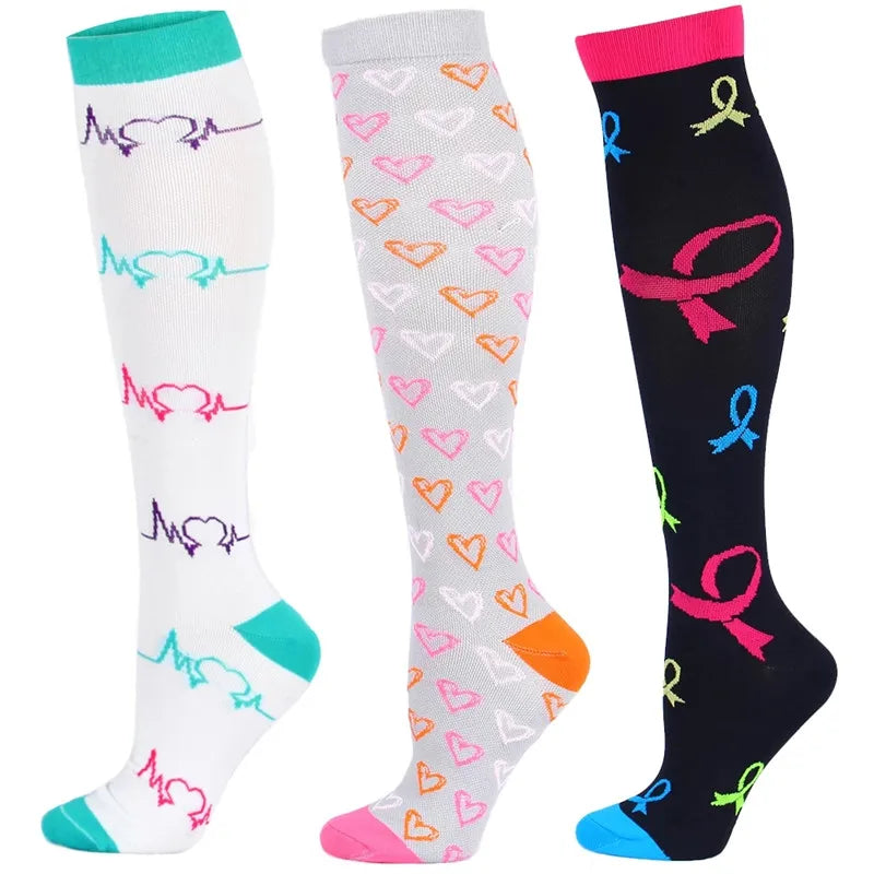 CFS Compression Socks Women Men Knee Stocking 20-30mmHg Edema Diabetes Varicose Veins Nurse Compression Socks Running Sport Sock