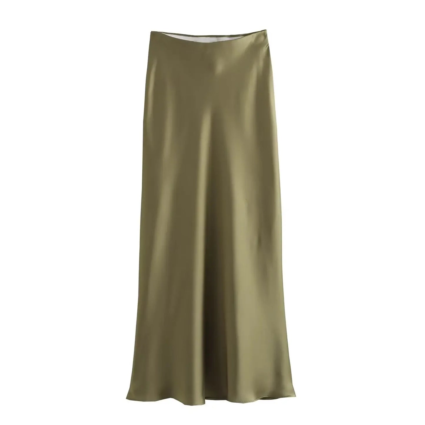 Willshela 2025 Black Satin Skirt Woman High Waist Elegant Long Skirts For Women Fashion Summer Midi Skirt Office Women's Skirts