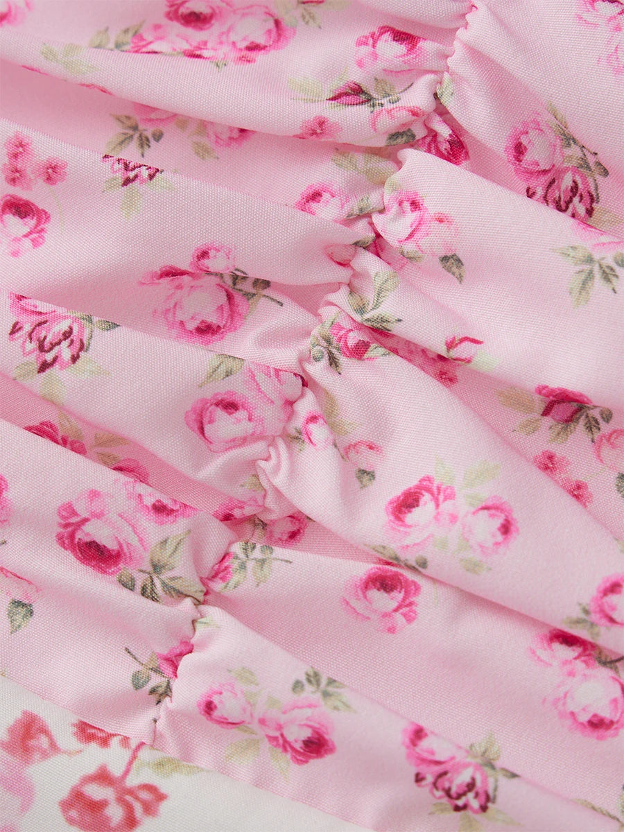 Elegant Boho Chic Maxi Dress with Floral Print and Delicate Lace Details Sleeveless V-Neck A-Line Dress for Summer Wedding or